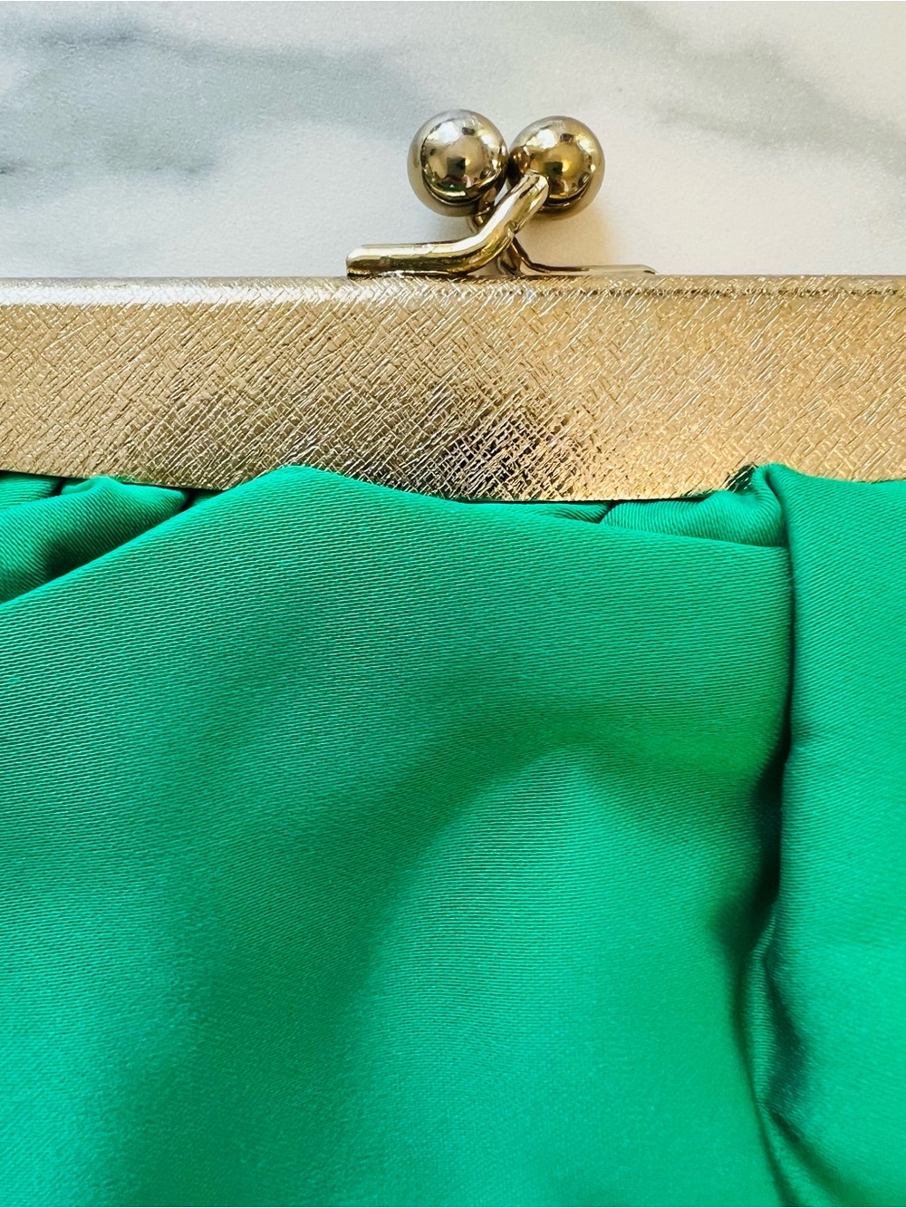 Vintage Emerald Green Textile Evening Clutch Bag 1960s - Picture 2 of 16